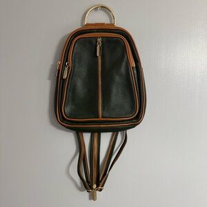 Valentina Dark Green with Brown Italian Small Backpack